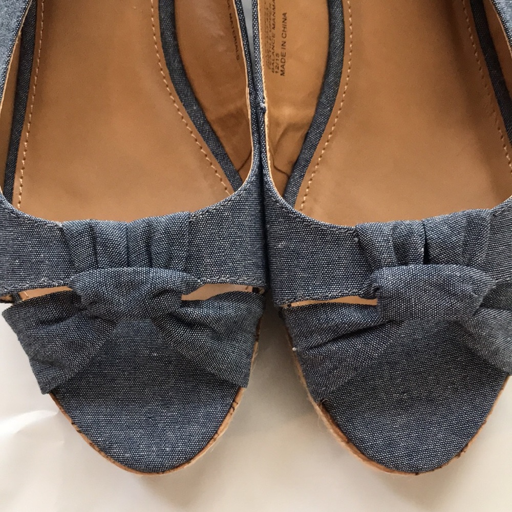 GH BASS & CO CHRISTY SANDALS DENIM cork wedge new - Picture 2 of 9